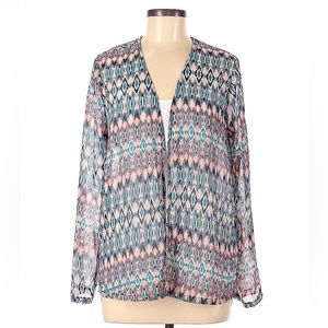 Xhilaration light weight Cardigan, Women’s Medium, geometric Blues & Pinks